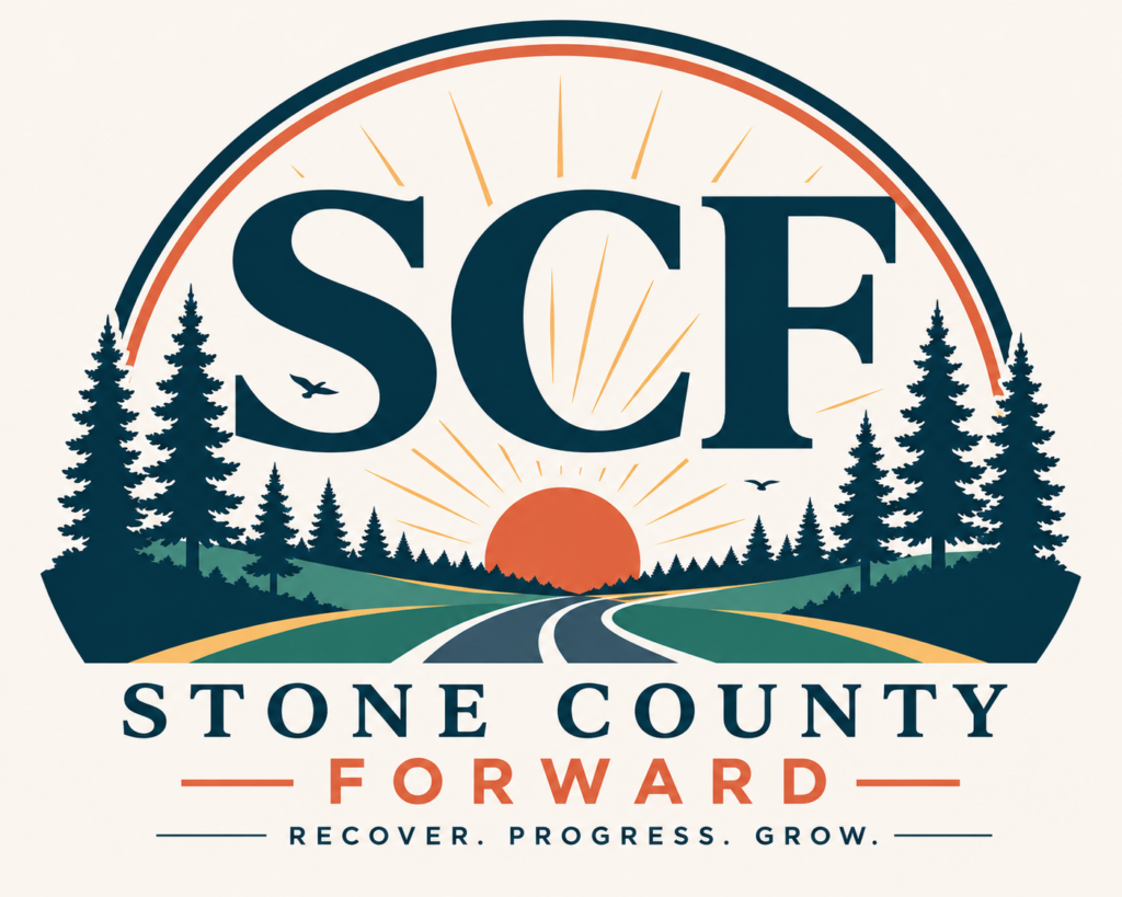 stone county forward logo with sun on the horizon